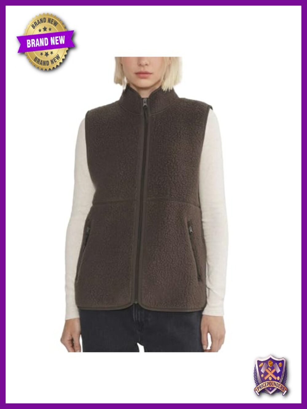 Sherpa Fleece Vest Women Lightweight Zip Up Sleeveless Jacket